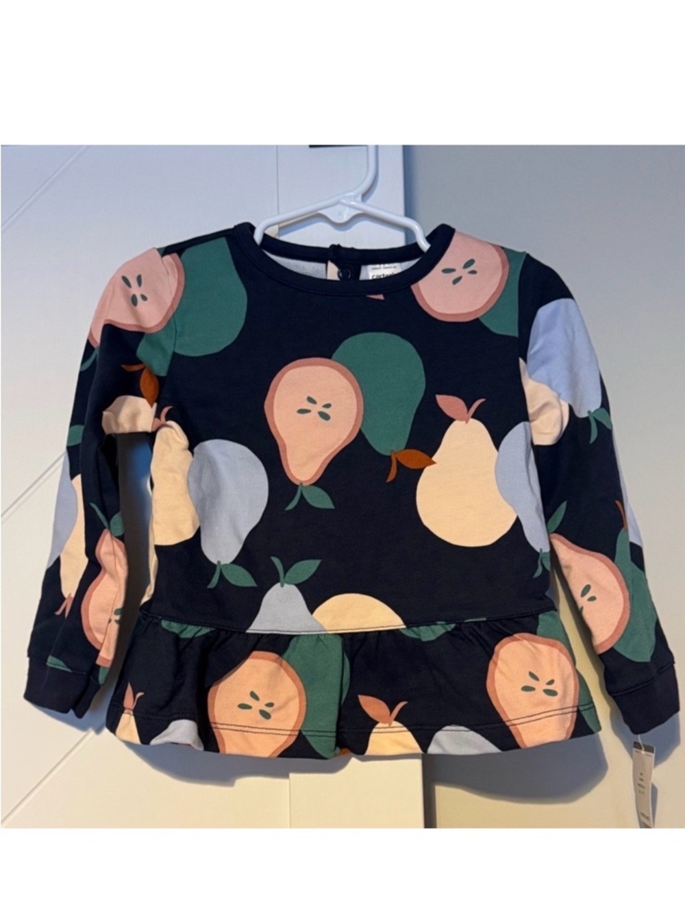 Carter's Pear Print Long Sleeve Peplum Top NWT Size 24 months